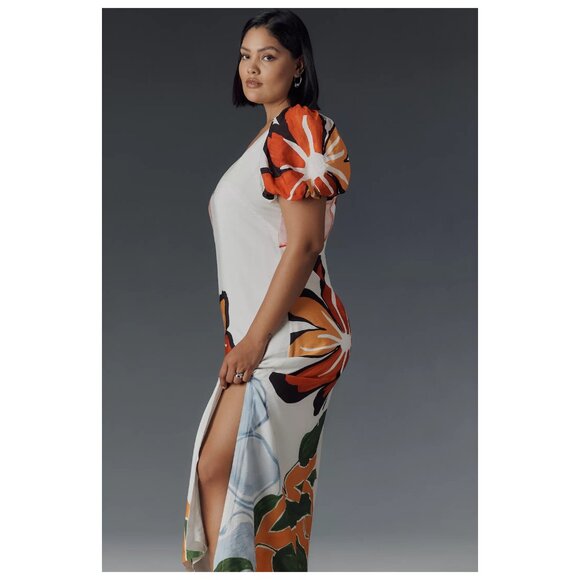 ANTHROPOLOGIE | Floral Puff-Sleeve A-Line Maxi Dress | NWT - Picture 5 of 16